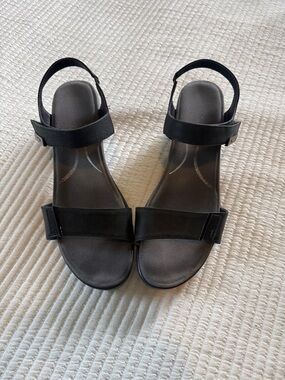 Naot Black Leather Adjustable Slingback Sandals